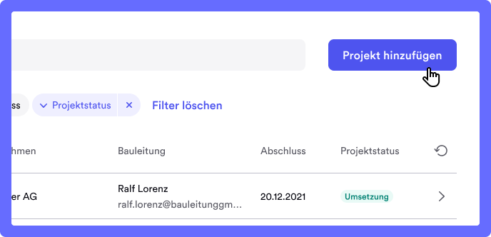 Auf Projekte klicken